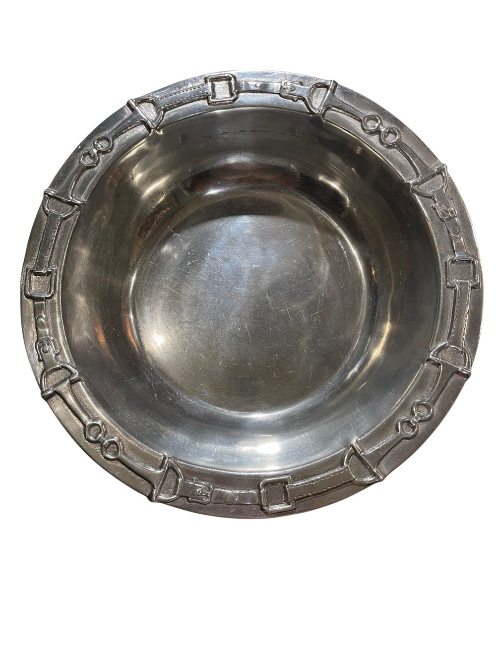 Arthur Court Equestrian Serving Bowl Horse Bit Buckle Cast Aluminum 14” x 3"